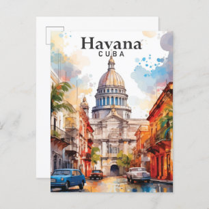 Havana Cuba Waterverf schilderij reizen Briefkaart