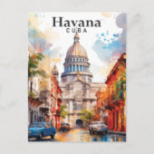 Havana Cuba Waterverf schilderij reizen Briefkaart (Voorkant)