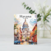 Havana Cuba Waterverf schilderij reizen Briefkaart (Staand voorkant)
