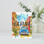 Havana Cuba Waterverf schilderij reizen Briefkaart (Staand voorkant)