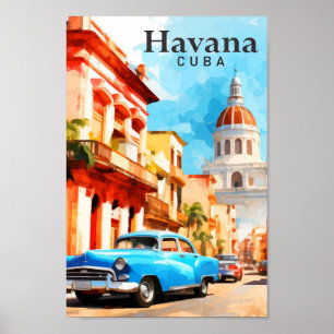 Havana Cuba Waterverf schilderij reizen Poster