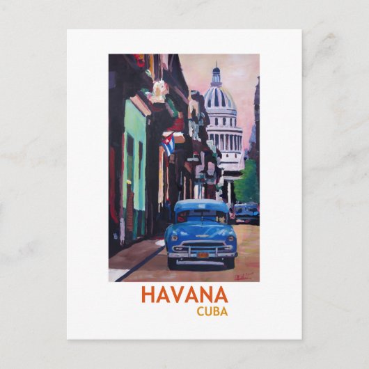 Havana in Cuba - El Capitolo met de oldtimer Briefkaart (Voorkant)