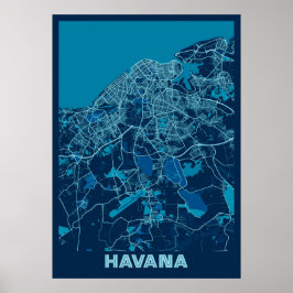 Havana - Kaart voor de vredesstad Cuba Poster