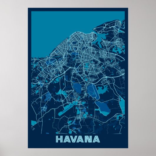 Havana - Kaart voor de vredesstad Cuba Poster (Voorkant)