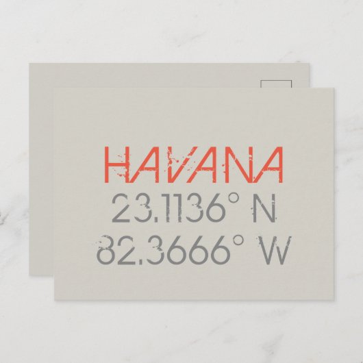Havana Longitude Latitude Briefkaart (Voorkant / Achterkant)