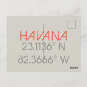 Havana Longitude Latitude Briefkaart (Achterkant)