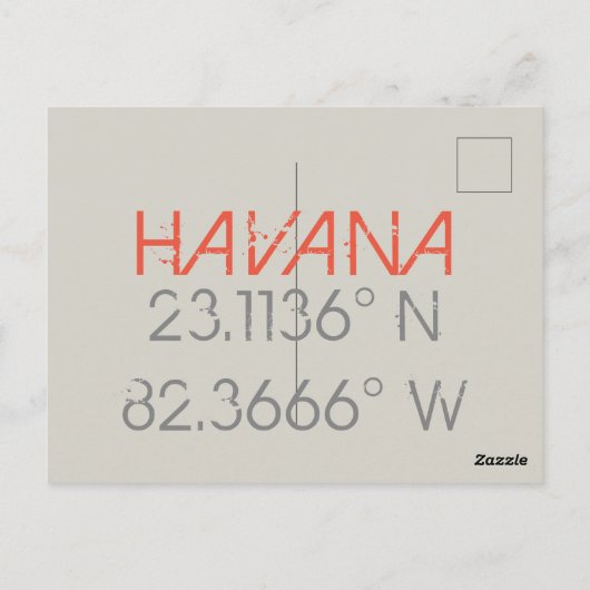 Havana Longitude Latitude Briefkaart (Achterkant)