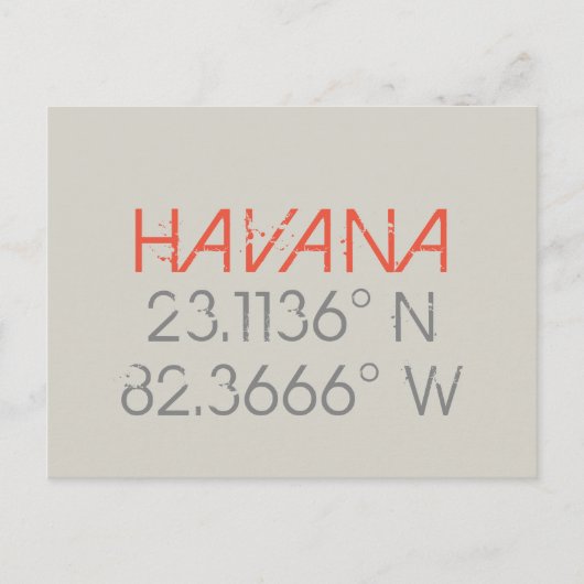 Havana Longitude Latitude Briefkaart (Voorkant)