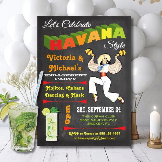 Havana nachten Cubaanse Poster Uitnodiging