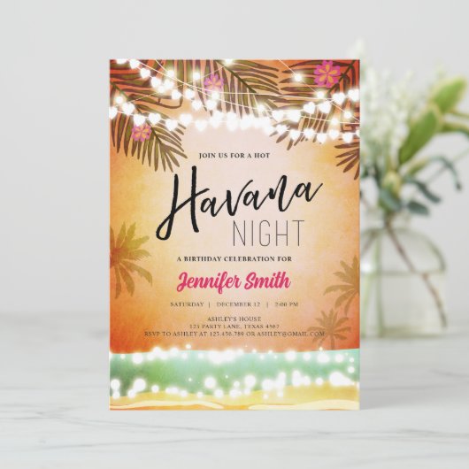 Havana Night in Havana Beach Party Birthday Kaart (Staand voorkant)