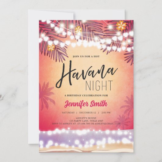 Havana Night in Havana Beach Party Birthday Kaart (Voorkant)