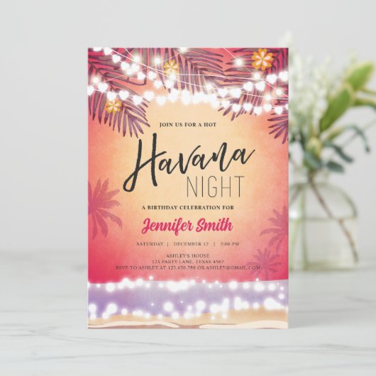 Havana Night in Havana Beach Party Birthday Kaart (Staand voorkant)