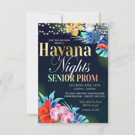 Havana Night Senior prom uitnodiging (Voorkant)