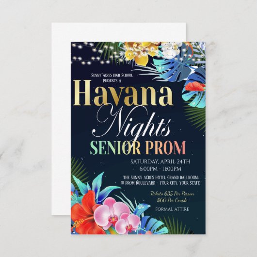 Havana Night Senior prom uitnodiging (Voorkant / Achterkant)