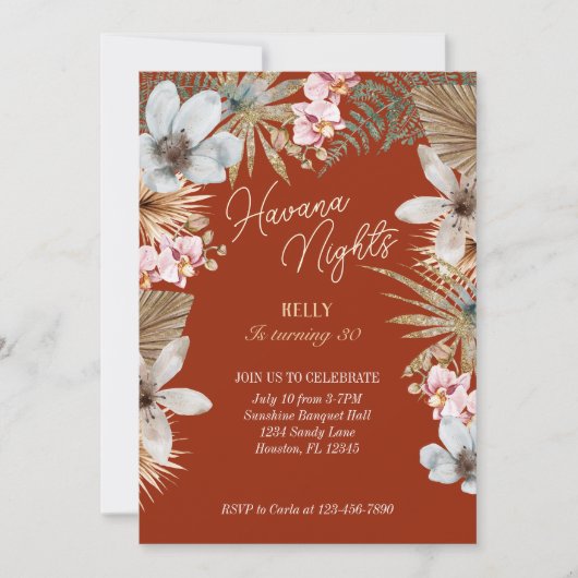 Havana Night Tropical Cuban 30th Birthday Kaart (Voorkant)