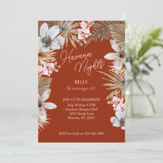 Havana Night Tropical Cuban 30th Birthday Kaart (Staand voorkant)