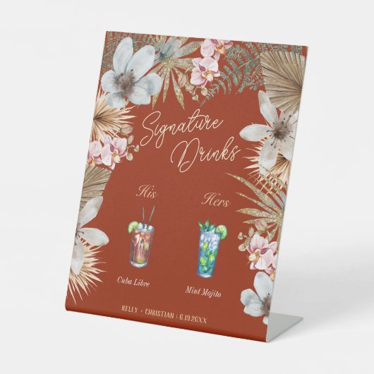 Havana Night Tropical Cuban Signature Drinken Reclamebord Met Voetstuk (Voorkant)