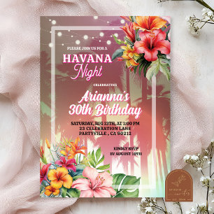 Havana Night Verjaardagsuitnodiging voor Volwassen Kaart