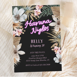 Havana Nights Cuban Neon 30th Birthday Kaart