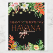 Havana Nights, Havana Nights Party, Tropisch Wijn Etiket (Enkel label)