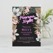 Havana Nights Neon Cuban Bachelorette Weekend Kaart (Staand voorkant)