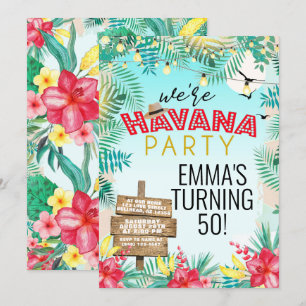 Havana Nights Retro Tropisch Bloemendesign Kaart