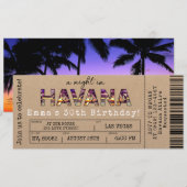 Havana Nights Tropical Airline Ticket Birthday Kaart (Voorkant / Achterkant)