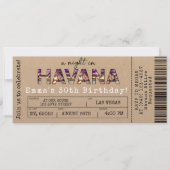 Havana Nights Tropical Airline Ticket Birthday Kaart (Voorkant)