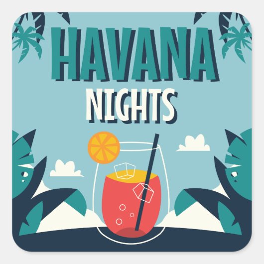 "Havana Nights" Vierkante Sticker (Voorkant)