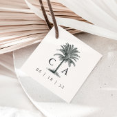 Havana Palm Bruiloft Monogram & Datum Bedankjes Labels