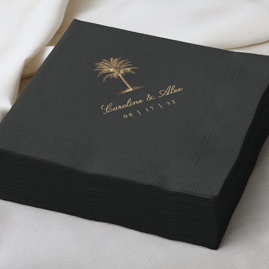 Havana Palm | Elegante  Palm Tree Wedding Folie Servetten