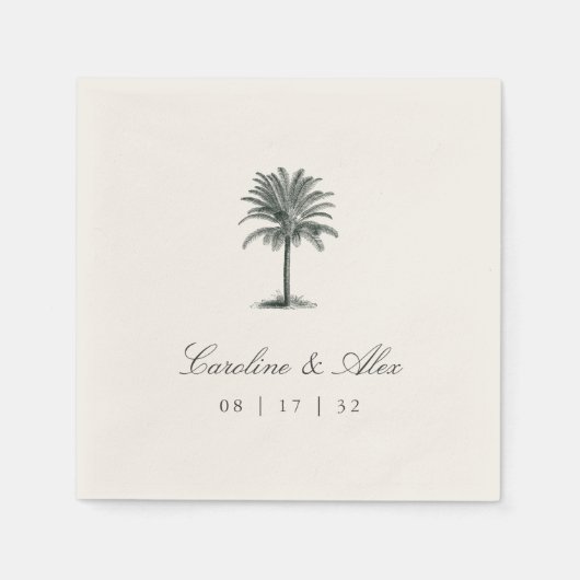 Havana Palm | Elegante  Palm Tree Wedding Servet (Voorkant)