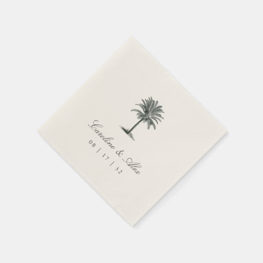 Havana Palm | Elegante  Palm Tree Wedding Servet (Hoek)