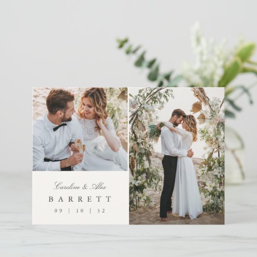 Havana Palm Palm Tree Multi Foto Bruiloft Bedankkaart (Staand voorkant)