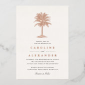 Havana Palm |  palmboom bruiloft Folie Uitnodiging (Voorkant)