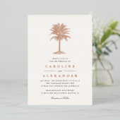 Havana Palm |  palmboom bruiloft Folie Uitnodiging (Staand Voorkant)