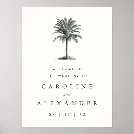 Havana Palm |  palmboom bruiloft welkom Poster (Voorkant)