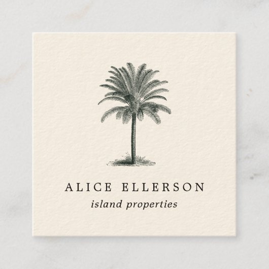 Havana Palm |  palmboom QR-code Vierkante Visitekaartje (Voorkant)