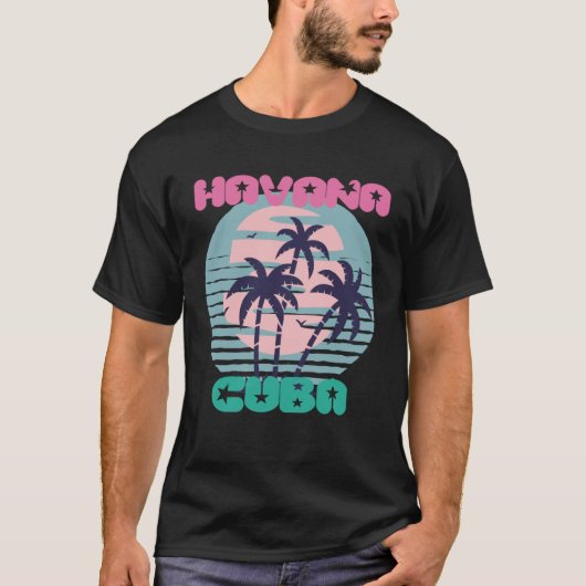 Havana Palm trees Cuba Vacation Ocean Surfing Cari T-shirt (Voorkant)