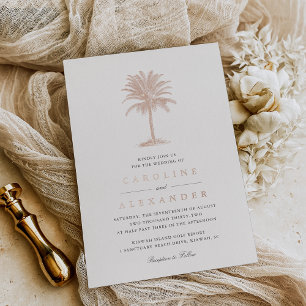 Havana Palm   Vintage Palmboom Trouwkaart Folie Uitnodiging