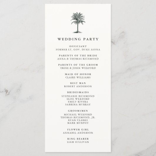 Havana Palm Wedding Ceremony Program Programmakaart (Achterkant)