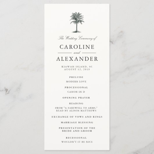 Havana Palm Wedding Ceremony Program Programmakaart (Voorkant)