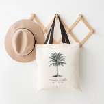 Havana Palm Wedding Favor Tote Bag<br><div class="desc">De canvas tassen van de eilandchic bruiloft of de bruiloft welkome van de bruiloft zijn voorzien van een uitgebreide illustratie van de  stijl palm met uw namen en trouwdatum onder een combinatie van elegant script en bloktypografie. Een perfecte keuze voor zomer-,  strand-,  Hawaii- of bestemmingsbruiloften.</div>