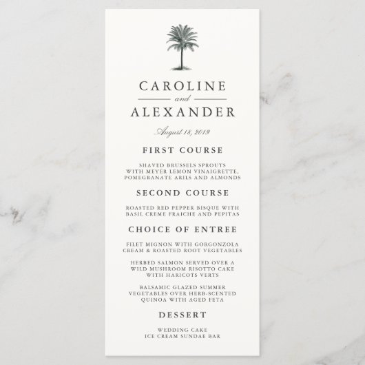 Havana Palm Wedding Menu Card (Voorkant)