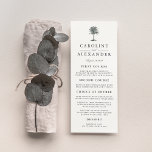 Havana Palm Wedding Menu Card<br><div class="desc">Ons eilandje voor de kerkbruiloft bevat uw starterscursussen, entreegels en desserts in elegante groentekoolgrijze letters, voorzien van een geëtste illustratie van de stijlpalmboom in zwart-wit jager. Coördinaten met ons collectie voor de bruiloft van Havana Palm. Gebruik de gebieden van de sjabloon om uw menuinformatie toe te voegen, en klik dan...</div>