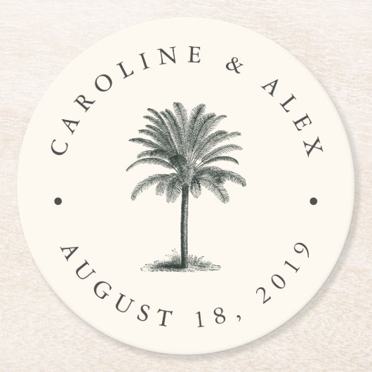 Havana Palm Wedding Ronde Kartonnen Onderzetter (Voorkant)