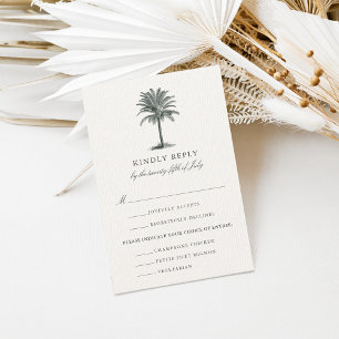 Havana Palm Wedding RSVP Kaart w/Meal Choice