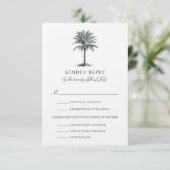 Havana Palm Wedding RSVP Kaart w/Meal Choice (Staand voorkant)