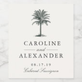 Havana Palm Wedding Wijn Etiket (Enkel label)