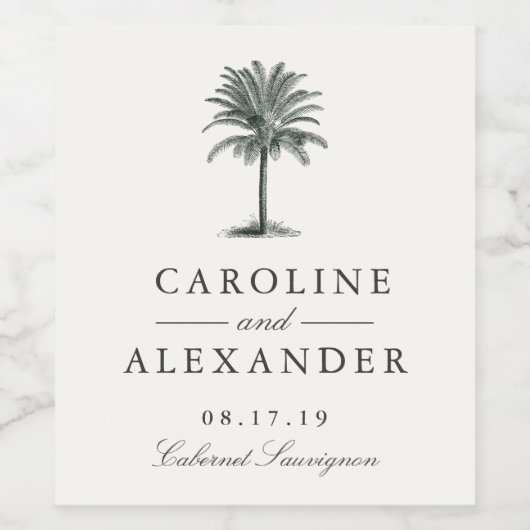 Havana Palm Wedding Wijn Etiket (Enkel label)